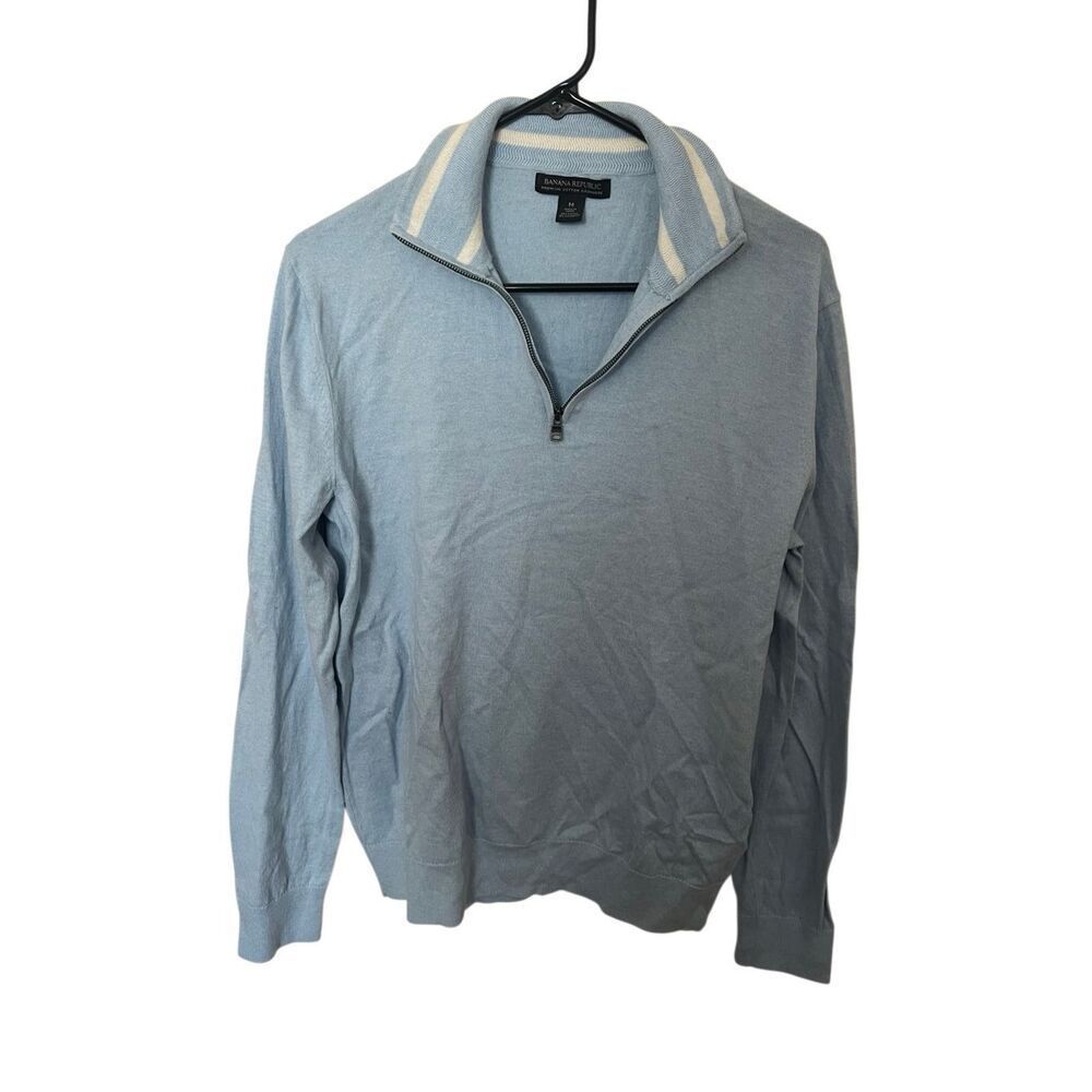 Banana Republic cashmere blend quarter zip blue sz M